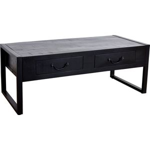Salontafel industrieel mangohout Kai zwart 125cm side table