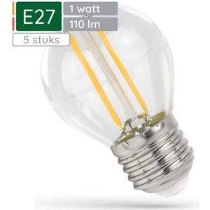 Spectrum LED Lamp E27 1W 230V - 110 Lumen - 4000K Neutraal wit - Natuurlijk licht - Energiezuinig - 5 stuks