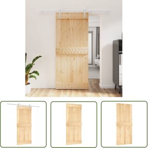 The Living Store Schuifdeur met beslag 90x210 cm massief grenenhout - Schuifdeur - Granen Hout - Binnendeur - Ruime Besparing - Stil Openen
