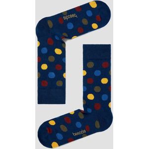 Trendy Sokken Marineblauw met Stippen in Bio katoen maat 41-46 - Polka Dots - Zacht - Trendy geschenk - Trendy Cadeau - Verjaardag - Geschenk