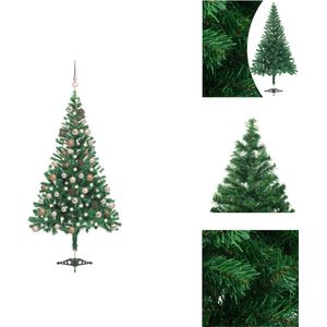vidaXL Kunstkerstboom - LED-verlichting - 120 cm - groen - USB-aansluiting - Decoratieve kerstboom
