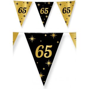 Leeftijd verjaardag feest vlaggetjes 65 jaar geworden zwart/goud 10 meter
