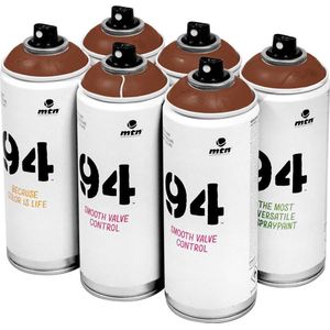 MTN 94 Glace Brown - bruine spuitverf - 6 stuks - 400ml lage druk en matte afwerking