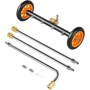 16"" Hogedrukreiniger voor De Onderkant van De Carrosserie, Max. 4000 Psi, Roestvrij Staal, 4 Sproeiers, Verstelbare Versnellingsbak, 2 Verlengde Staven voor Opritten, Terrassen en Terrassen