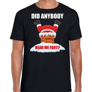 Fun Kerstshirt / Kerst t-shirt Did anybody hear my fart zwart voor heren - Kerstkleding / Christmas outfit M