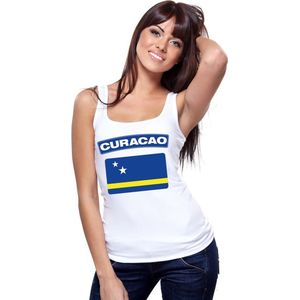 Curacao singlet shirt/ tanktop met Curacao vlag wit dames XL