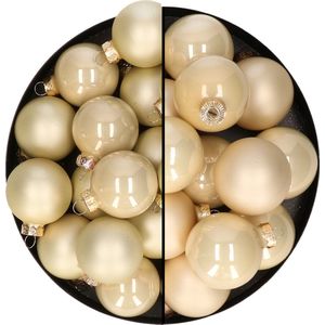 Othmar Decorations kerstballen - 38x st - champagne - glas - mix 6 en 8 cm - mat/glans