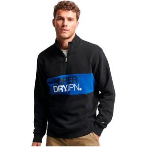 Superdry Sportswear Logo Loose Halve Rits Sweater Zwart M Man