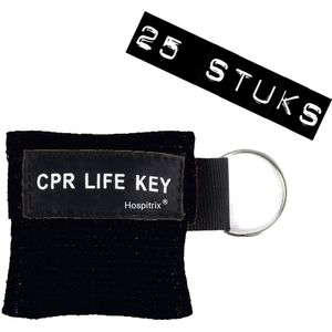 25x Pack Hospitrix Kiss of Life Sleutelhanger Zwart - 5cm - CPR Masker met Wegwerp Beademingsmasker