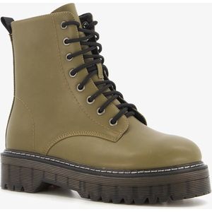 Blue Box dames veterboots taupe groen - Maat 38