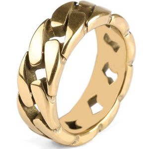 Di Lusso - Ring Kody - Stainless Steel - 14K Gouden Plating - Uniseks - 17.00 mm