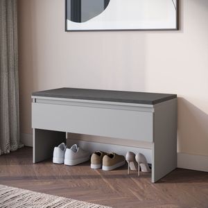 Meubella - Schoenenkast Santiago - Grijs - 92 cm - Met klep