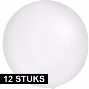 12x Grote ballonnen 60 cm wit - Geschikt voor lucht of helium - Feest/Verjaardag/Bruiloft artikelen