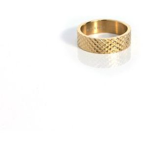 Marenca gouden heren ring met ruitdetails (M)