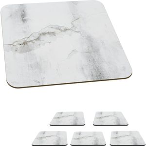 Onderzetters voor glazen - Beton - Grijs - Wit - 10x10 cm - Glasonderzetters - 6 stuks