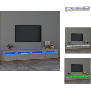 vidaXL TV-meubel Betongrijs 240x35x40 cm - RGB LED-verlichting - Kast