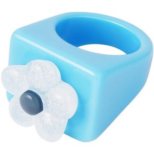 Candy ring with flower - Yehwang - Ring - Maat 18 - Blauw