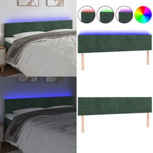 vidaXL Hoofdbord LED 200x5x78/88 cm fluweel donkergroen - Hoofdbord - Hoofdborden - Hoofdeinde - Houten Hoofdbord