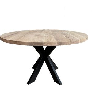 Old Inn - Eetkamertafel Rond Eiken met Sterpoot Smal – 140 cm