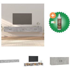 vidaXL Tv-wandmeubels 3 st 100x34-5x40 cm betongrijs - Kast - Inclusief Houtreiniger en verfrisser