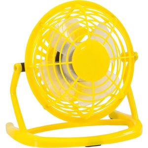 Kleine USB ventilator - bureau ventilator - geel - kunststof - 15 x 9 cm