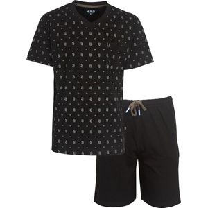 M.E.Q. Heren Shortama - Pyjama Set - 100% Katoen - Zwart - Maat XXL