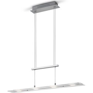 LED Hanglamp - Hangverlichting - Torna Silom - Warm Wit 3000K - 4-lichts - Rechthoek - Mat Nikkel - Metaal