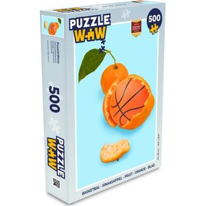 Puzzel Basketbal - Sinaasappel - Fruit - Oranje - Blad - Legpuzzel - Puzzel 500 stukjes