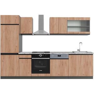 Vicco R-Line Complete keukeneenheid – 300 cm , WB Marmer Eik goud/antraciet , WB Marmer