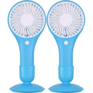 Urban Living Draagbare USB ventilator met standaard - 2x - lichtblauw - 20 x 10 cm