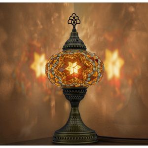 VALVELLO Mozaiek Lamp, Handgemaakte, Nachtlampje, Turkse, Arabisch, Oosterse, Tiffany, Marokkaanse Decoratieve Tafellampen Voor Slaapkamer, Bureau, Woonkamer En Perfecte Cadeau Voor Speciale Dagen - Bruin