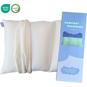 ComfortDreaming Hoofdkussen - Trizone Pillow - 35 Nachten Proefslapen - Memory Foam - Afstelbaar Design - Geschikt voor rug-, zij- en buikslapers - Traagschuim - Vermindert Nekklachten