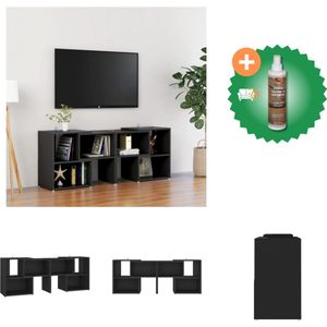 vidaXL Tv-meubel 104x30x52 cm spaanplaat zwart - Kast - Inclusief Houtreiniger en verfrisser