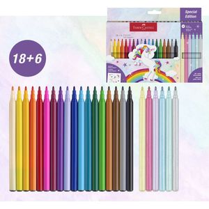 Faber-Castell viltstiften - 24 stuks - met unicorn stickers - FC-554221