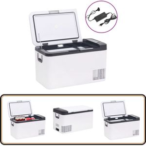 vidaXL Koelbox - 18L - Zwart en Wit - Met Handvat Draagbare Koelbox - Koelbox Auto - Koelbox Camping - Portable Cooler - Elektrisch Gekoelde Kofferbak