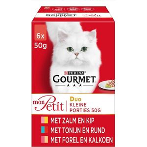 Intense Duo Kattenvoer - Natvoer met Zalm, Kip, Tonijn, Rund, Forel en Kalkoen in Saus - 6x50g