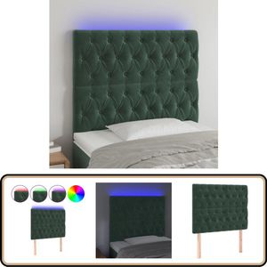 vidaXL Hoofdbord LED - 90x7x118 cm - Donkergroen Klassieke Headboard - Led Headboard - Velvet Headboard - Slaap Accessoires - Hoofdborden