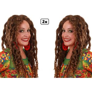 2x Pruik Marley dreadlocks - carnaval dreads festival reggae thema feest optocht lang haar