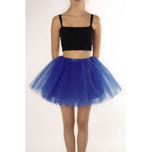 KIMU® Tutu Donkerblauw Tule Rokje - Maat L XL XXL - Donkerblauwe Petticoat Rok Dames - Onderrok Tulerok Vrouwen Smurf Fee Festival