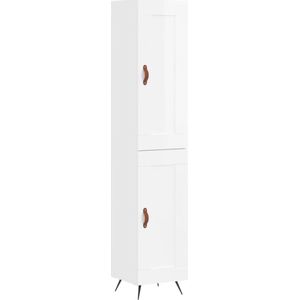 vidaXL - Hoge - kast,5x34x180 - cm - bewerkt - hout - hoogglans - wit