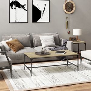 The Living Store Salontafel - Sonoma Eiken - 80 x 50 x 35 cm - Industriële Stijl