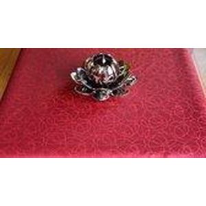 Jacquard Geweven Gecoat Luxe Tafellaken - Tafelzeil - Tafelkleed – Bordeaux - Rood - Cirkels - Rechthoekig - 140 cm x 220 cm