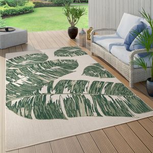 Paco Home Buiten Vloerkleed Voor Buiten Balkon Palm Jungle Patroon Bloemen Boho Groen 200 cm Quadrat