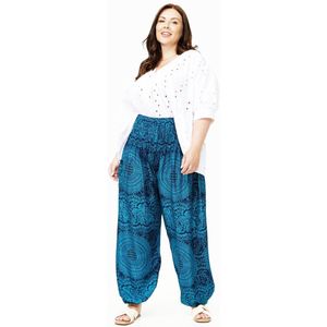 Harembroek - Yogabroek - Zomerbroek - Voor dames en heren - XL: maat 46, 48 en 50 - Mandala mono - blauw zwart