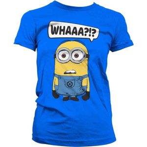 Minions Dames Tshirt -M- Whaaa?!? Blauw