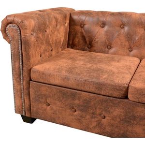 The Living Store Chesterfield Bank - 6-Zits - Bruin - 260 x 205 x 73 cm