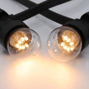 LumenXL - lichtsnoer voor buiten - 15 meter 30 fittingen - 0,7 watt 2000K lampen - LEDs op korte stokjes