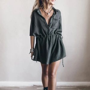 Oversized blouse dress | Grijs | L/XL | Verkrijbaar in meer maten