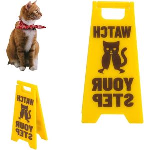 10cm Bord voor Braaksel van Huisdier Bord voor Braaksel van Hond en Kat Watch Your Step Grappig Bord voor Waarschuwing Braaksel van Huisdier voor Decoratie Grap Cadeau (Kat)