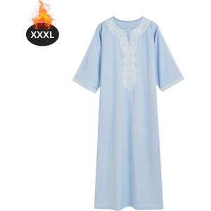 Nivard Islamitische Kleding - Djellaba Heren - Moslim Kleding - Arabisch Mannen Kaftan - Alhamdulillah - Lichtblauw XXXL